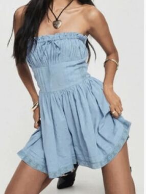 Princess Polly Light Blue Strapless Romper